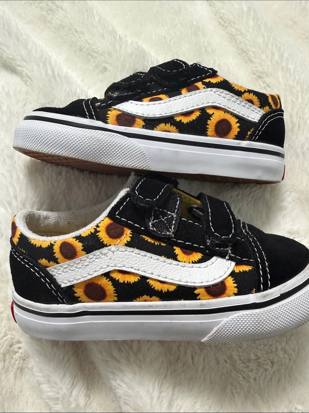 Vans Kids Sunflower Velcro Skate Sneakers - Black/Yellow
